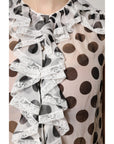 Dolce & Gabbana White Black Polka Dot Cotton Sleeveless Top