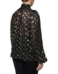 Dolce & Gabbana Black Sheer Tied Neck Polka Dots Blouse Top