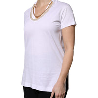 Dolce & Gabbana White Necklace Cotton Short Sleeve T-shirt