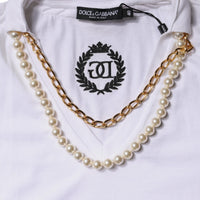 Dolce & Gabbana White Necklace Cotton Short Sleeve T-shirt
