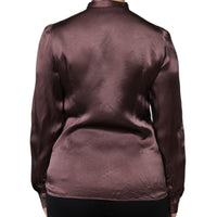 Dolce & Gabbana Brown Ascot Collar Long Sleeve Blouse Top