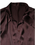 Dolce & Gabbana Brown Ascot Collar Long Sleeve Blouse Top