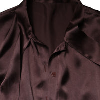 Dolce & Gabbana Brown Ascot Collar Long Sleeve Blouse Top