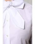 Dolce & Gabbana White Ascot Collar Long Sleeve Blouse Top