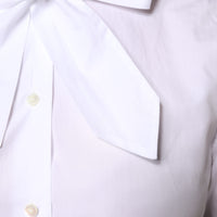 Dolce & Gabbana White Ascot Collar Long Sleeve Blouse Top
