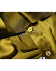 Dolce & Gabbana Olive Green Ascot Collar Long Sleeve Blouse Top