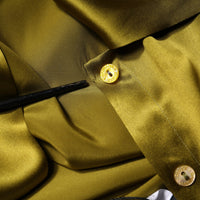 Dolce & Gabbana Olive Green Ascot Collar Long Sleeve Blouse Top
