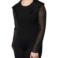 Dolce & Gabbana Black Silk Sheer Long Sleeves Blouse Top