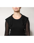 Dolce & Gabbana Black Silk Sheer Long Sleeves Blouse Top