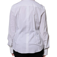 Dolce & Gabbana White Embellished Collared Dress Shirt Top
