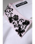 Dolce & Gabbana White Embellished Collared Dress Shirt Top