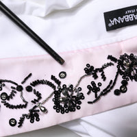 Dolce & Gabbana White Embellished Collared Dress Shirt Top