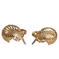Dolce & Gabbana Gold 925 Sterling Silver Crystal Leaf Accessory Cufflink