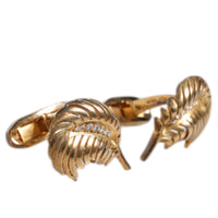 Dolce & Gabbana Gold 925 Sterling Silver Crystal Leaf Accessory Cufflink