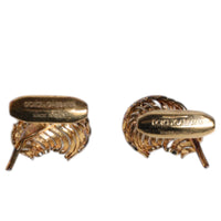 Dolce & Gabbana Gold 925 Sterling Silver Crystal Leaf Accessory Cufflink