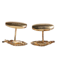 Dolce & Gabbana Gold 925 Sterling Silver Crystal Leaf Accessory Cufflink