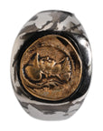 Dolce & Gabbana Silver Tone Engraved Two Color Real Brass Ring