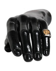 Dolce & Gabbana Silver Tone Engraved Two Color Real Brass Ring