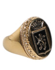 Dolce & Gabbana Gold Tone Engraved Logo Two Color Jewelry Ring