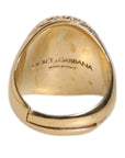 Dolce & Gabbana Gold Tone Engraved Logo Two Color Jewelry Ring