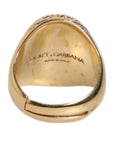 Dolce & Gabbana Gold Tone Engraved Logo Two Color Jewelry Ring