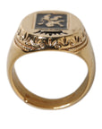 Dolce & Gabbana Gold Tone Engraved Logo Two Color Jewelry Ring