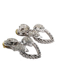 Dolce & Gabbana Silver Heart Bow Rhinestones Dangle Clip-On Earrings
