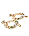 Dolce & Gabbana Gold Floral Filigree Hoop Enamel Amber Crystals Earrings