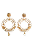 Dolce & Gabbana Gold Floral Filigree Hoop Enamel Amber Crystals Earrings