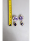 Dolce & Gabbana Purple Flower Pearl Teardrop Crystals Clip On Earrings