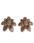 Dolce & Gabbana Gold Brass Purple Flower-Shaped Crystals Clip On Earrings