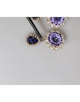 Dolce & Gabbana Purple Flower Pearl Teardrop Crystals Clip On Earrings