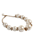 Dolce & Gabbana White Maxi Faux Pearl Beads Crystals Gold Chain Necklace