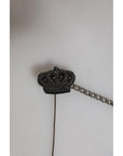 Dolce & Gabbana Silver Tone Brass Crown Chain Women Brooch Lapel Pin