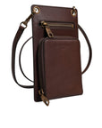 Dolce & Gabbana Brown Leather Neck Strap Cross Body Sling Bag