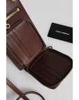 Dolce & Gabbana Brown Leather Neck Strap Cross Body Sling Bag