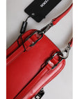 Dolce & Gabbana Red Leather Purse Phone Sling Crossbody Neck Strap Bag