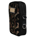 Dolce & Gabbana Multicolor Leopard Jacquard Logo Plaque Neck Strap Bag