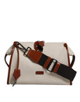Dolce & Gabbana Beige Brown Cotton Leather Duffle Shoulder Bag