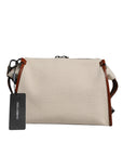 Dolce & Gabbana Beige Brown Cotton Leather Duffle Shoulder Bag