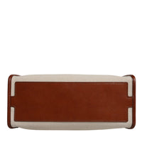 Dolce & Gabbana Beige Brown Cotton Leather Duffle Shoulder Bag
