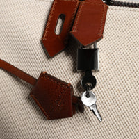 Dolce & Gabbana Beige Brown Cotton Leather Duffle Shoulder Bag