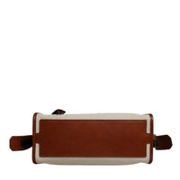Dolce & Gabbana Beige Brown Cotton Leather Duffle Shoulder Bag