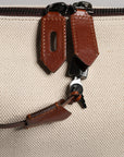 Dolce & Gabbana Beige Brown Cotton Leather Duffle Shoulder Bag