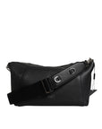 Dolce & Gabbana Black Leather Logo Plaque Shoulder Crossbody Bag