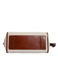 Dolce & Gabbana Beige Brown Cotton Leather Duffle Shoulder Bag