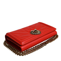 Dolce & Gabbana Red Quilted Devotion Crossbody Chain Phone Cover Bag