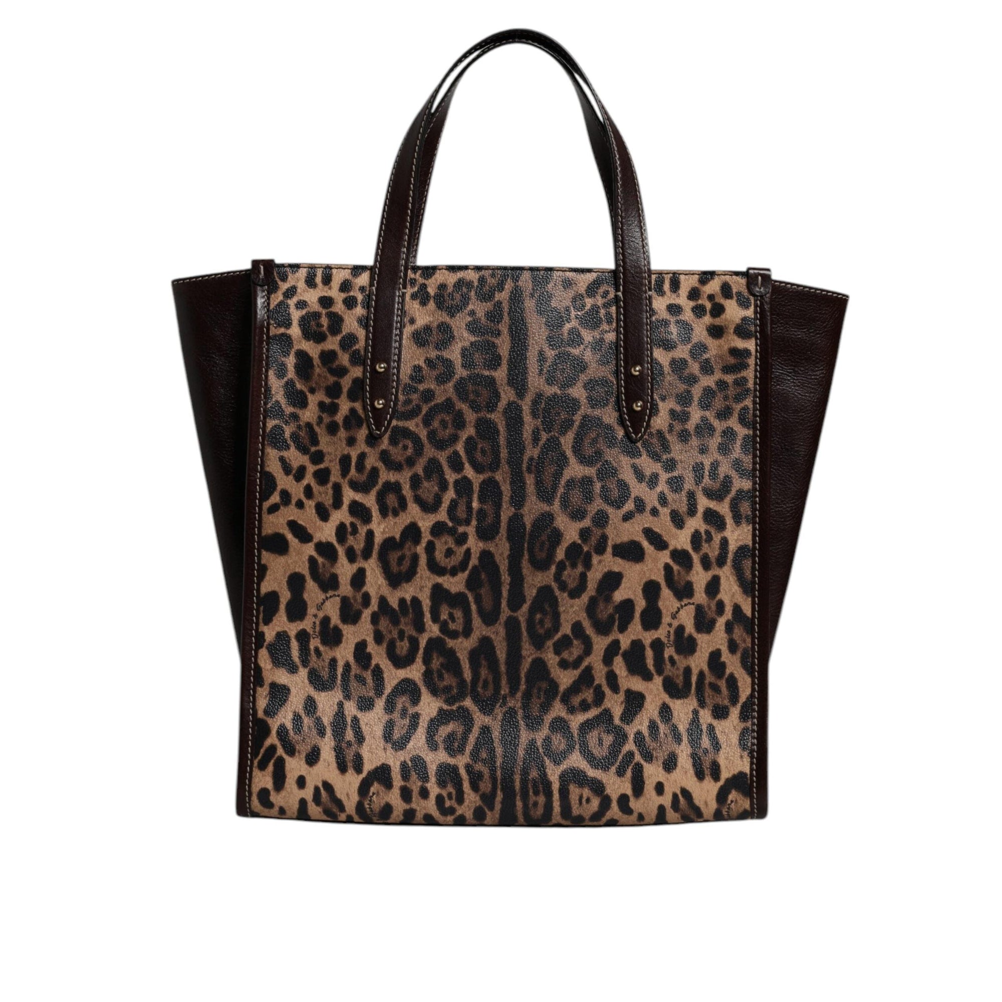 Dolce & Gabbana Brown Leopard Leather Shoulder Strap Tote Bag