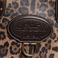 Dolce & Gabbana Brown Leopard Leather Shoulder Strap Tote Bag