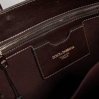 Dolce & Gabbana Brown Leopard Leather Shoulder Strap Tote Bag